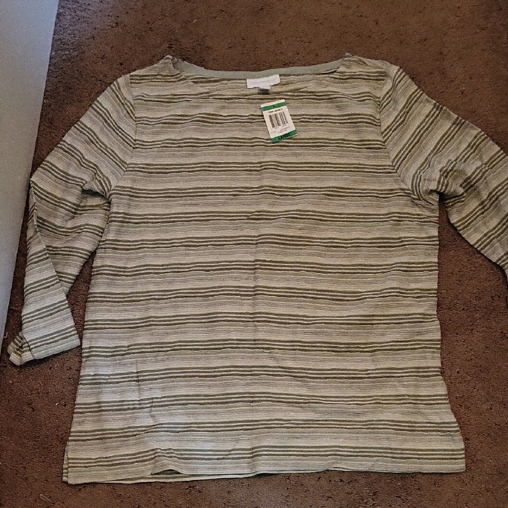Charter Club Green Tea Striped Top